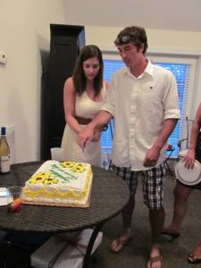 Practicing that cake cutting...